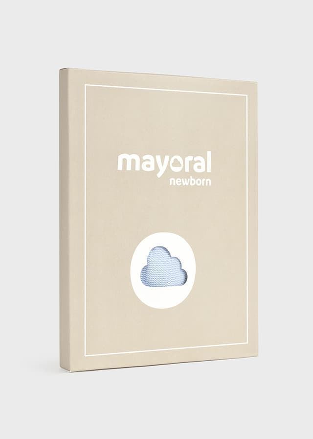 Conjunto polaina-gorro tricot cielo - Imagen 5