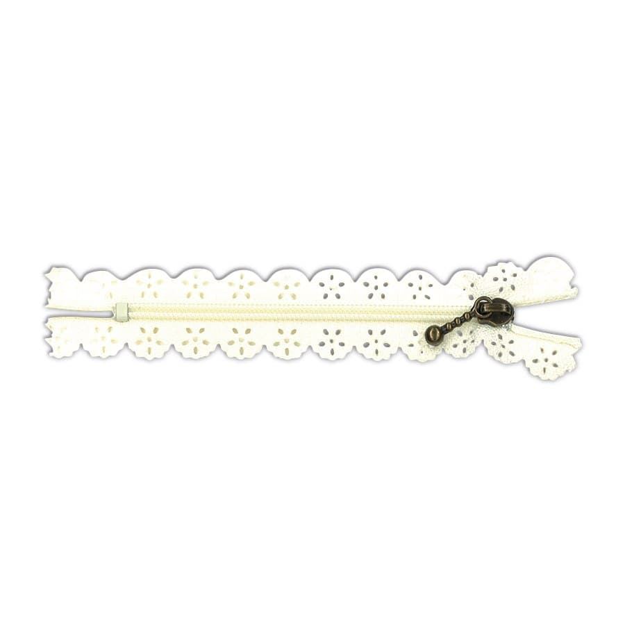 Cremallera con puntilla beige 25cm - Imagen 1