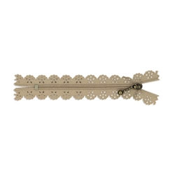 Cremallera con puntilla beige oscuro 25cm - Imagen 1