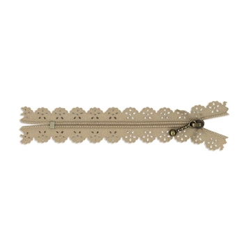 Cremallera con puntilla beige oscuro 25cm - Imagen 1