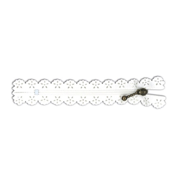 Cremallera con puntilla blanca 25cm - Imagen 1