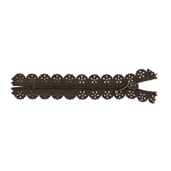 Cremallera con puntilla marrón 25cm - Imagen 1