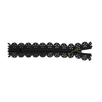 Cremallera con puntilla negra 15cm - Imagen 1
