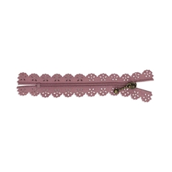 Cremallera con puntilla rosa maquillaje 25cm - Imagen 1