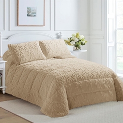 Edredón jacquard LIREN BEIGE - Imagen 1