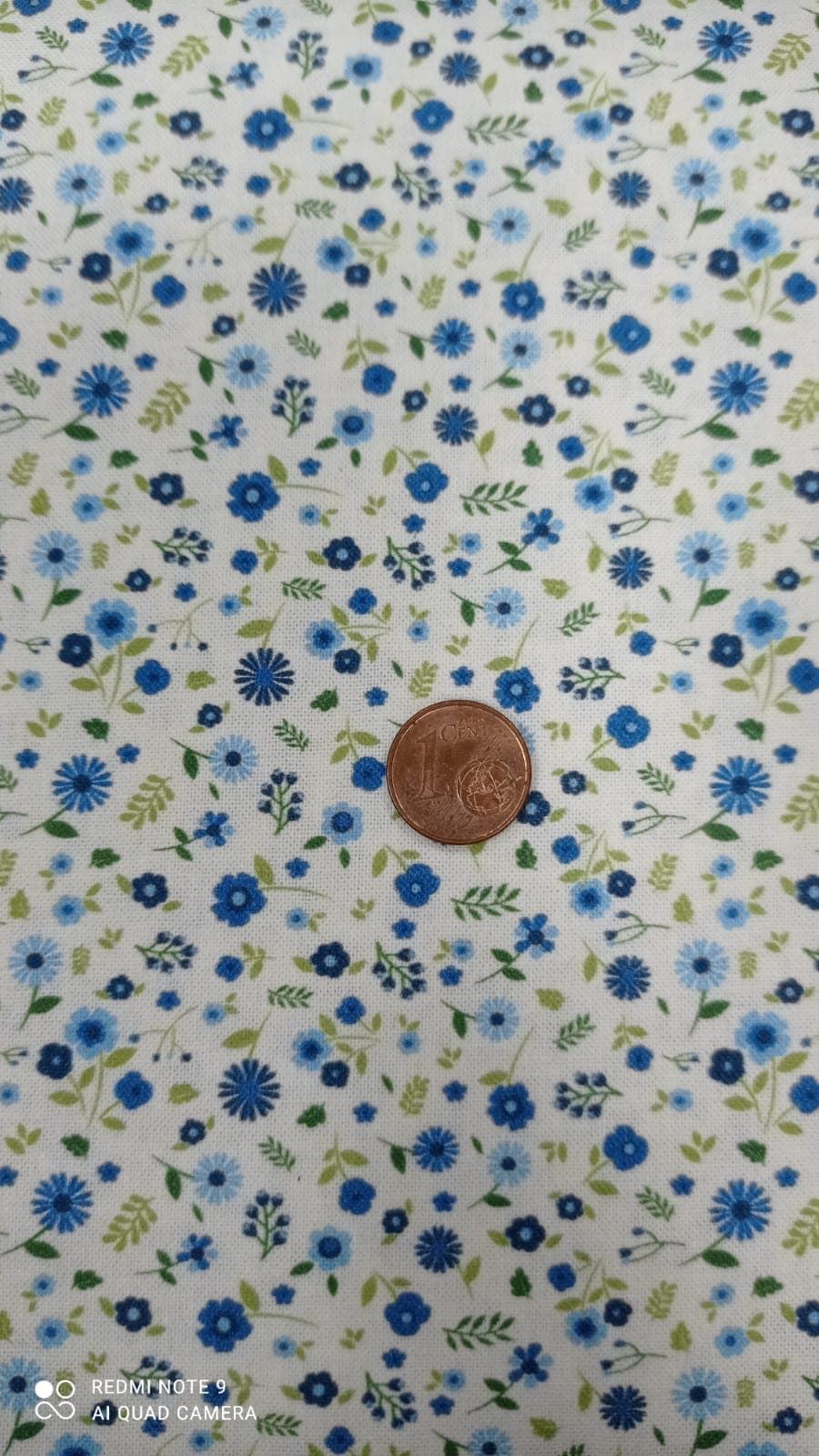 Flores azul Algodón 100% - Imagen 1