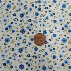 Flores azul Algodón 100% - Imagen 1