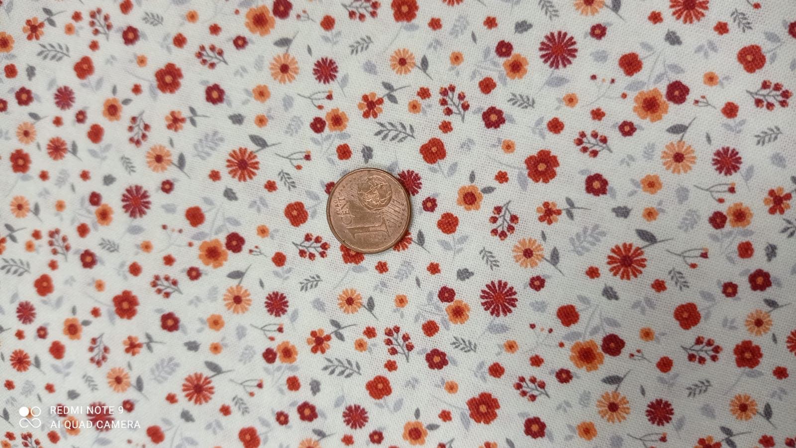 Flores teja Algodón 100% - Imagen 1