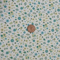 Flores verde agua Algodón 100% - Imagen 1