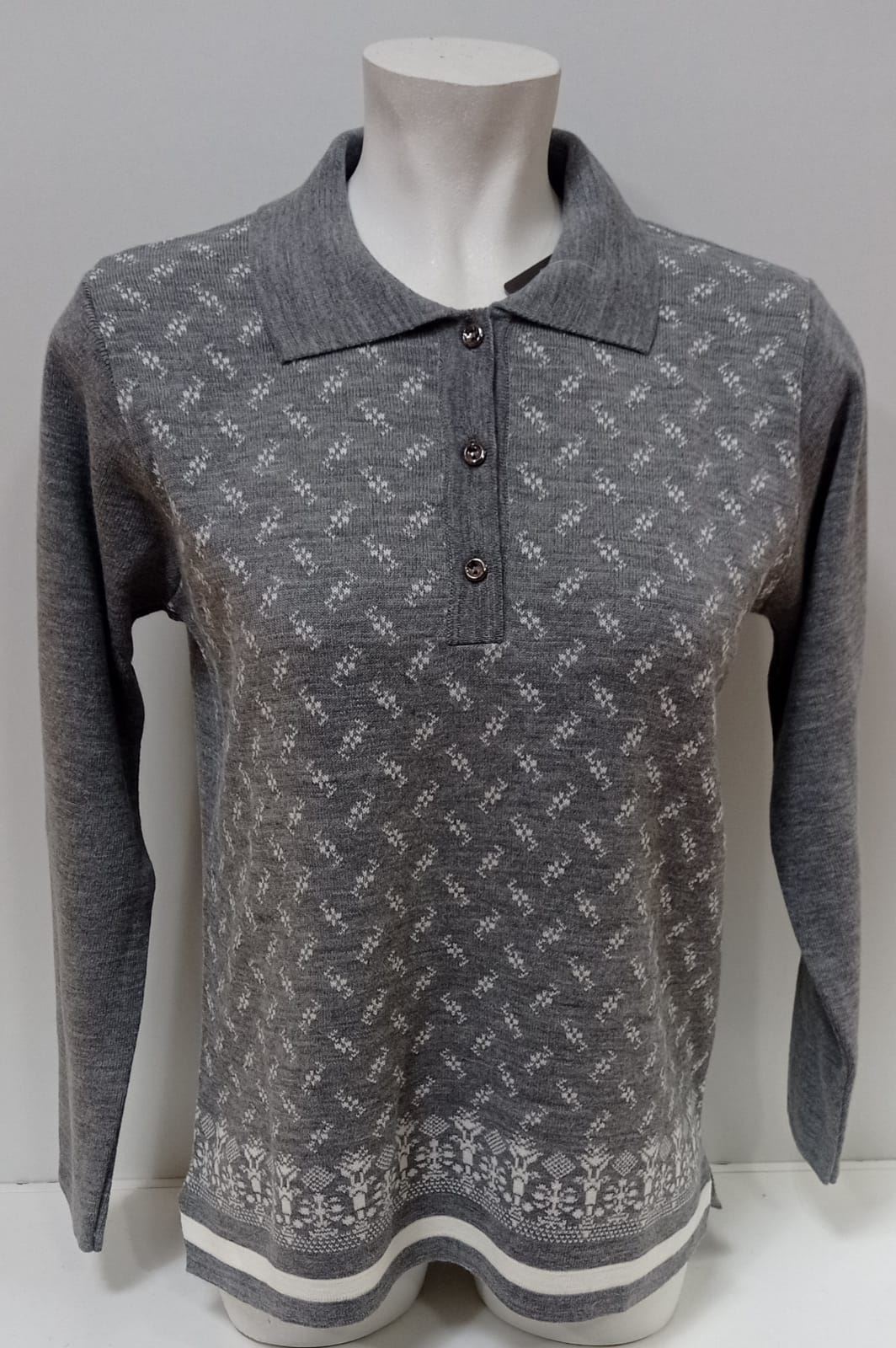 Jersey gris cuello polo - Imagen 1