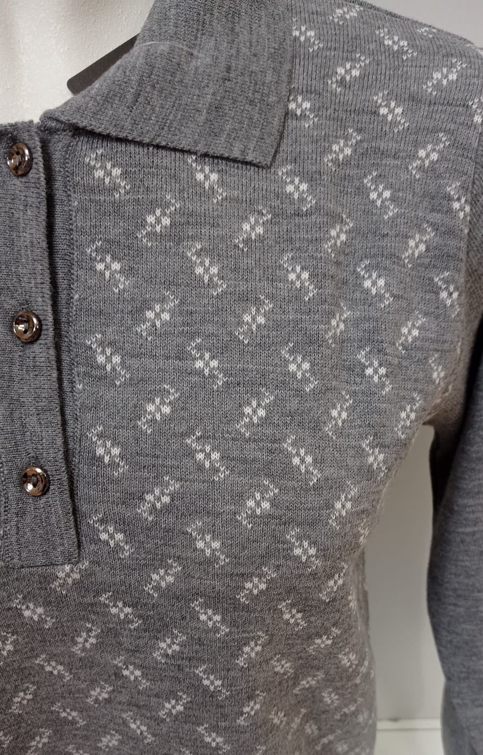 Jersey gris cuello polo - Imagen 2