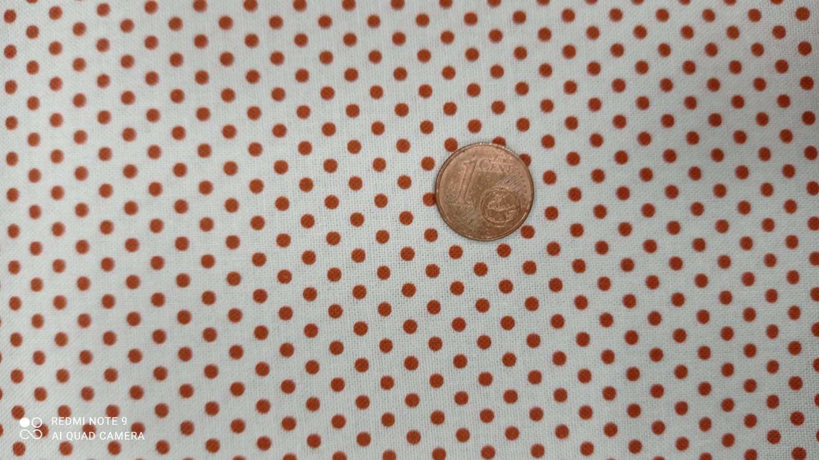 Lunares teja/ blanco Algodón 100% - Imagen 1