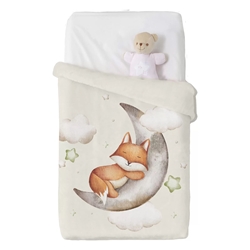 Manta bebé cuna zorro en luna beige - Imagen 2