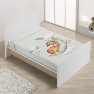 Manta bebé cuna zorro en luna verde - Imagen 1