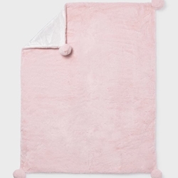 Manta pompones rosa baby - Imagen 2