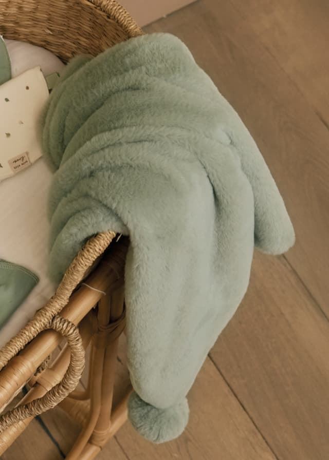 Manta pompones salvia - Imagen 1