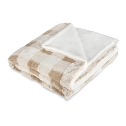 Manta sofá pelo cuadros beige - Vichy - Imagen 2