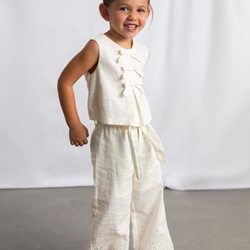 Pantalón bordado hueso - Imagen 1