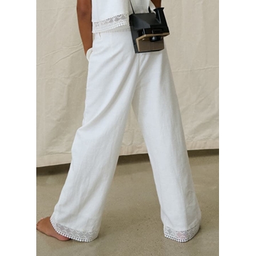 Pantalón largo bordado crudo - Imagen 2