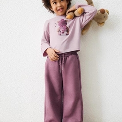 Pantalón largo felpa violeta - Imagen 1