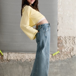 Pantalón tejano wide leg - Imagen 1
