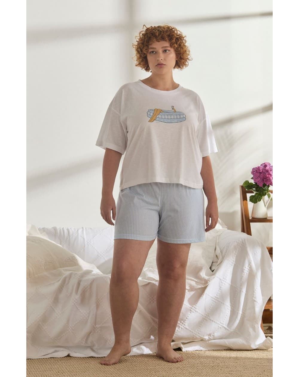 Pijama corto azul - Imagen 1