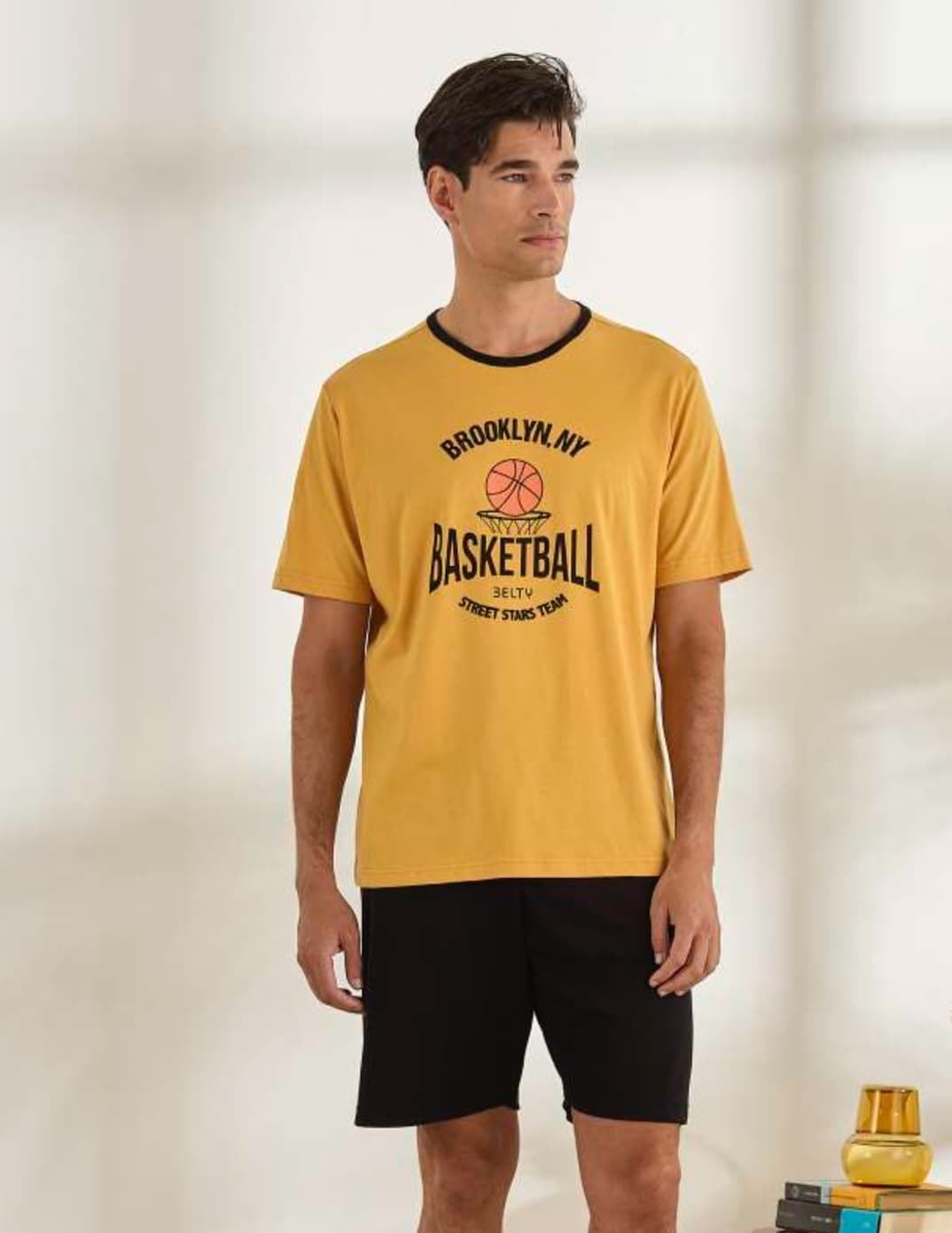 Pijama corto mostaza - Imagen 1