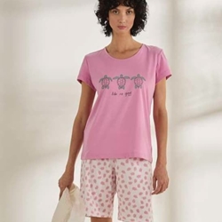 Pijama corto rosa tortugas - Imagen 1