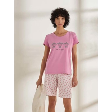 Pijama corto rosa tortugas - Imagen 1