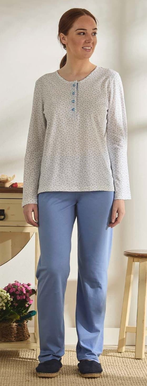 Pijama largo azul - Imagen 1