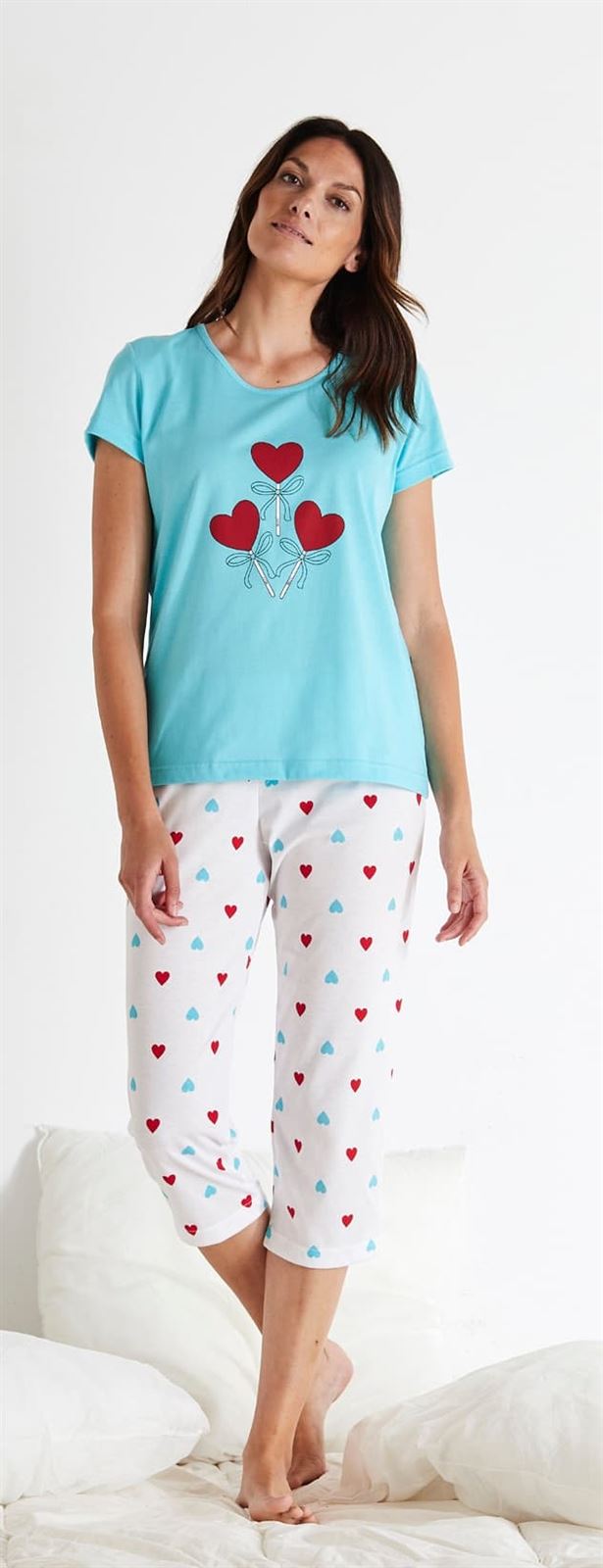 Pijama turquesa corazones - Imagen 1