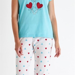 Pijama turquesa corazones - Imagen 1