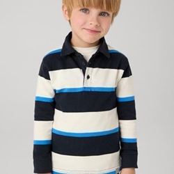 Polo manga larga rayas azul - Imagen 1