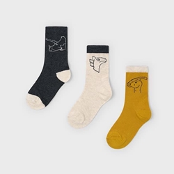 Set 3 calcetines dinos mostaza - Imagen 1