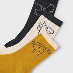 Set 3 calcetines dinos mostaza - Imagen 2