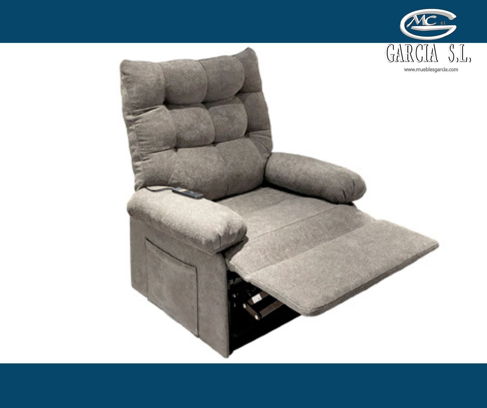 SILLON RELAX ELEVADOR MAJOR TEJIDO GRIS TABACO. - Imagen 2