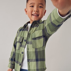 Sobrecamisa cuadros oliva - Imagen 1