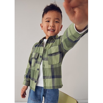 Sobrecamisa cuadros oliva - Imagen 1