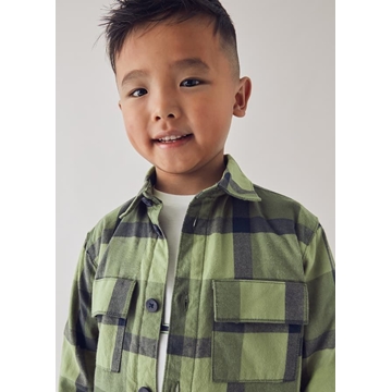 Sobrecamisa cuadros oliva - Imagen 2