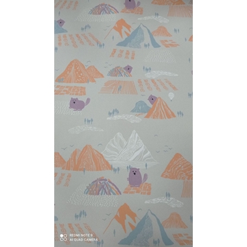 Tela impermeable con forro polar de osos y montañas - Imagen 1