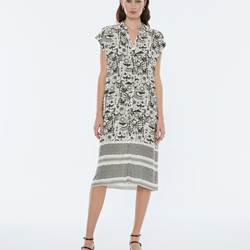 Vestido camisero estampado verde - Imagen 1