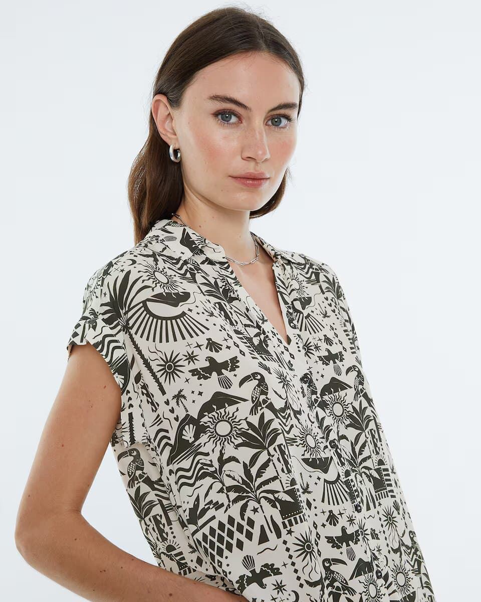 Vestido camisero estampado verde - Imagen 2