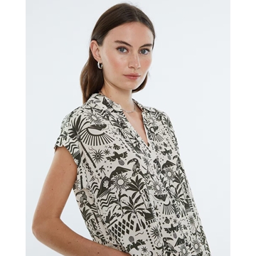 Vestido camisero estampado verde - Imagen 2