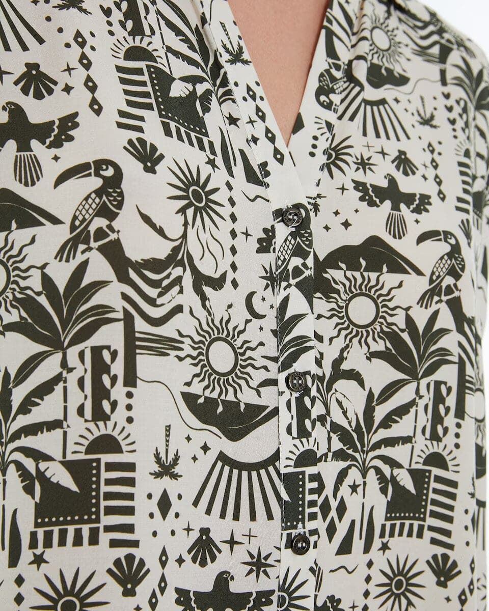 Vestido camisero estampado verde - Imagen 3