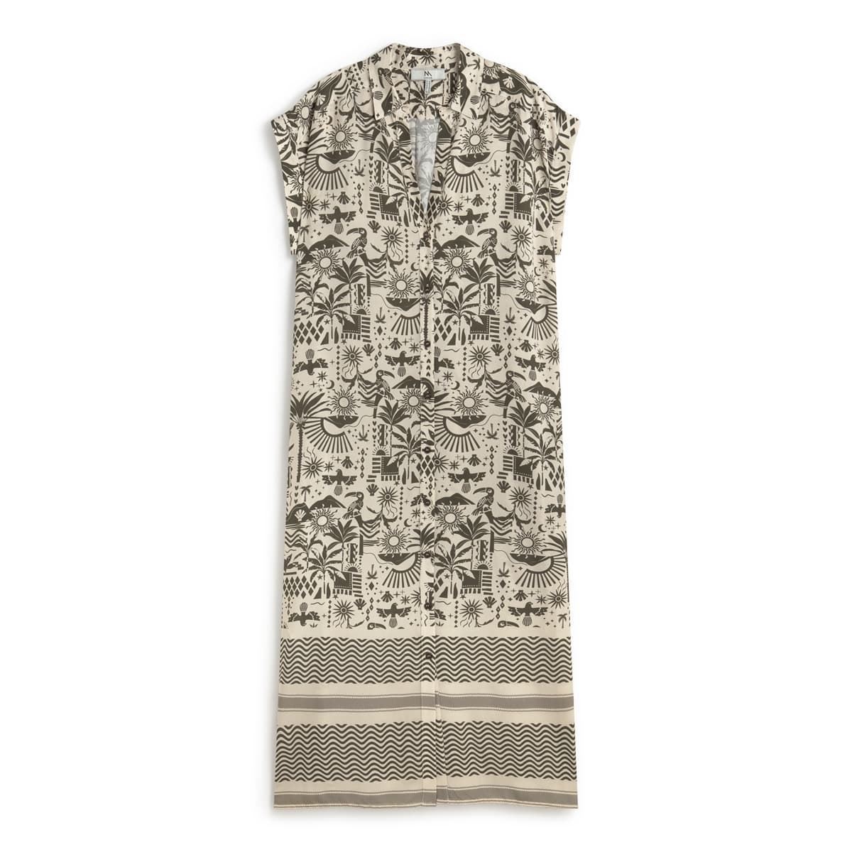 Vestido camisero estampado verde - Imagen 4