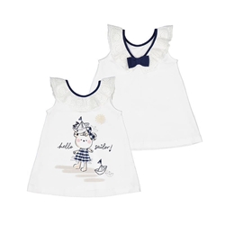 Vestido combinado perforado blanco - Imagen 1