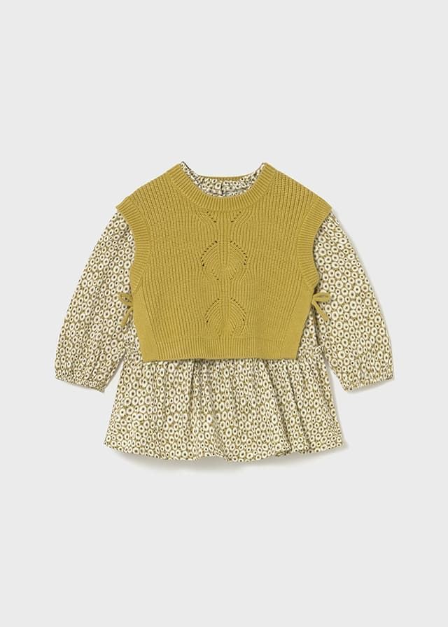 Vestido con chaleco tricot aceite - Imagen 2