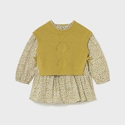 Vestido con chaleco tricot aceite - Imagen 2