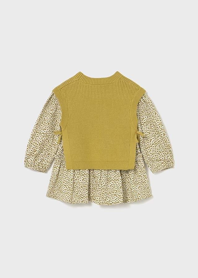 Vestido con chaleco tricot aceite - Imagen 3