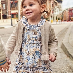 Vestido estampado garbanzo-añil - Imagen 1